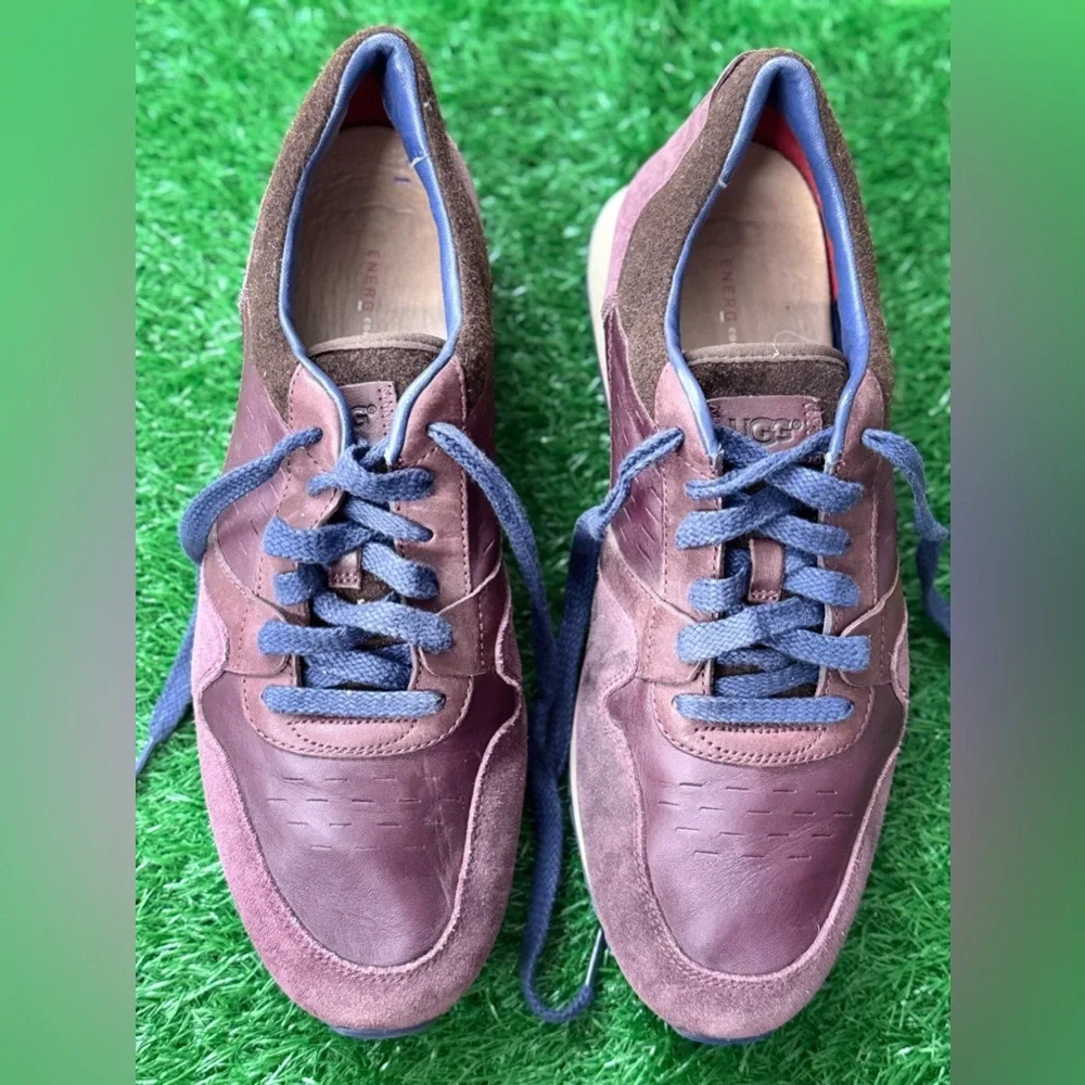 Men's Burgundy Sneakers with Blue Laces UGG Trigo‎ Trainer 1017310 Size 12